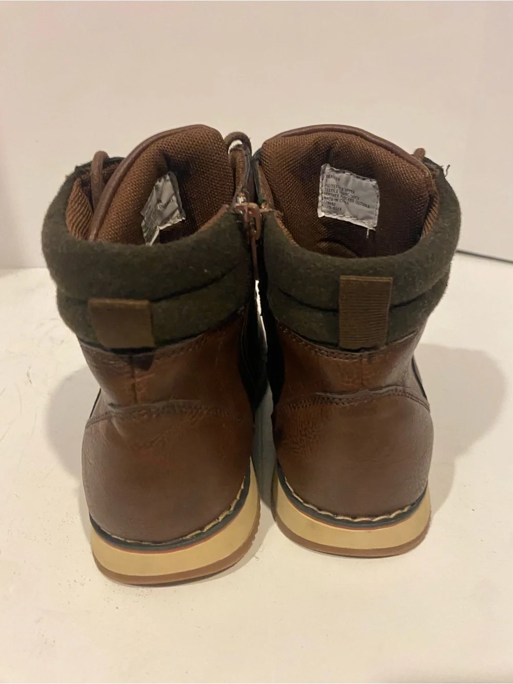 Steve Madden boys dress casual bracerr boots brown zip lace size 3
